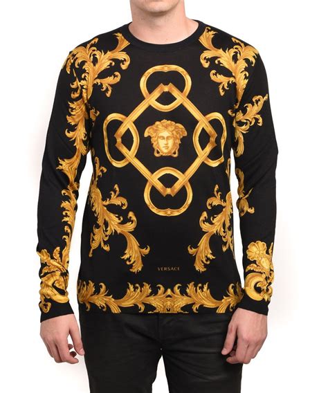 versace black and gold sweater|Versace jumpsuit men.